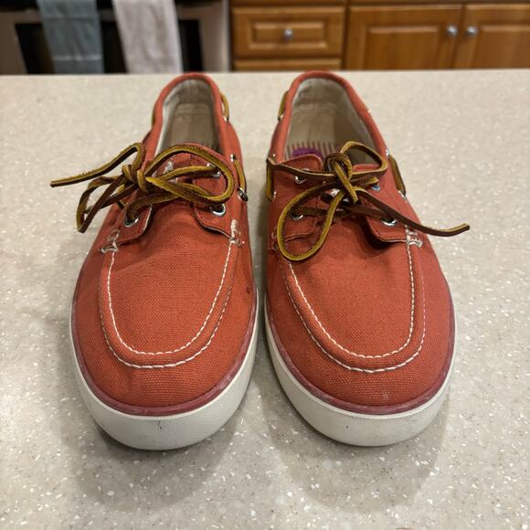 Polo Ralph Lauren Mens Canvas Sander Leather Laced Boat Shoes Size 8.5 - Picture 9 of 10
